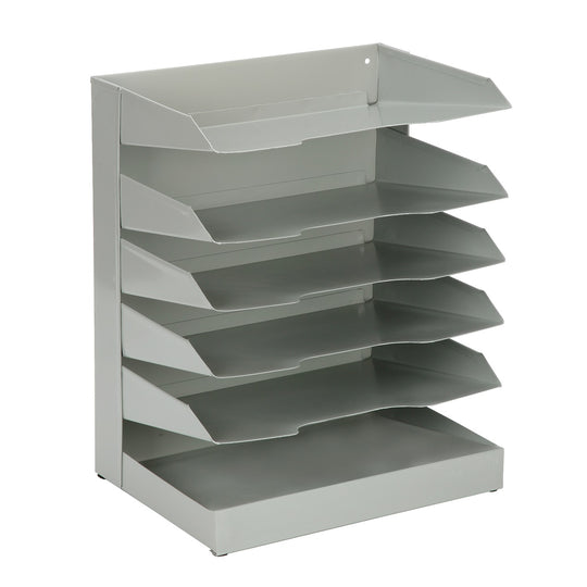 HORIZONTAL DESK FILE, 12" X 8-1/2" X 15", 6 SHELF, GRAY