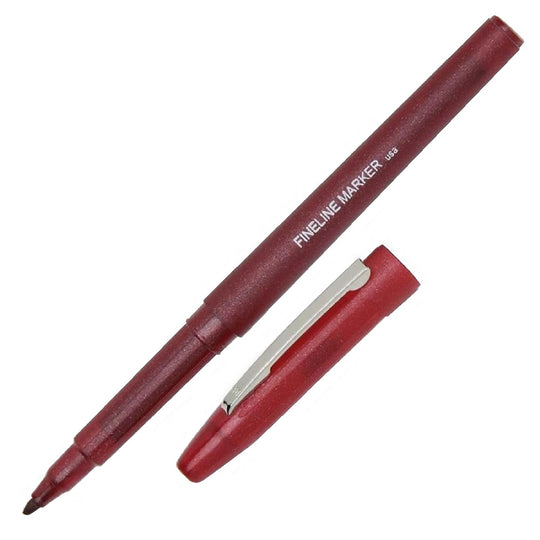 FIRST IMPRESSIONS MARKER, FINE TIP, RED INK/RED BARREL, 12/PACK