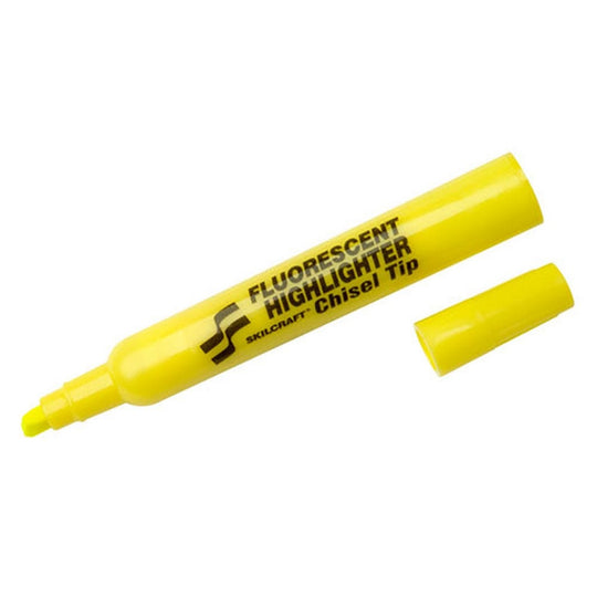 FLUORESCENT HIGHLIGHTERS, CHISEL TIP - YELLOW