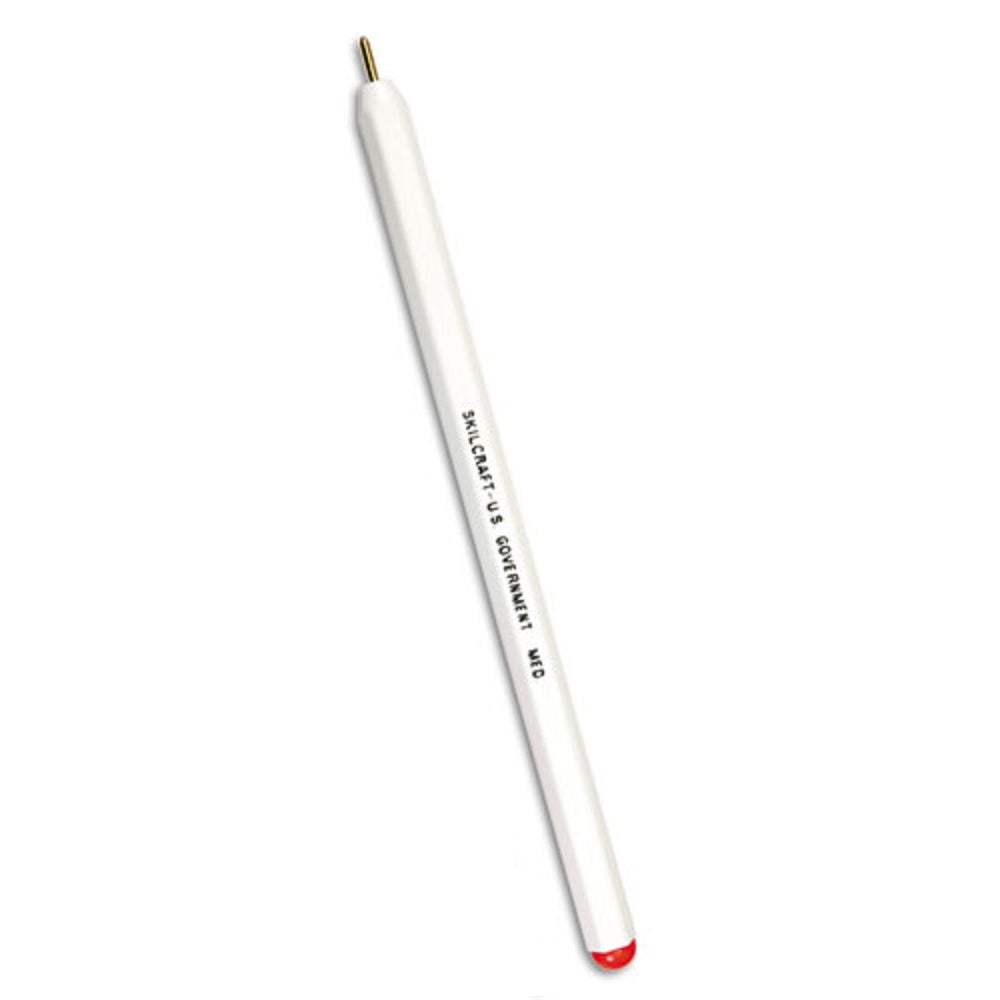 STICK BALLPOINT PEN, MEDIUM, WHITE BARREL, RED BX