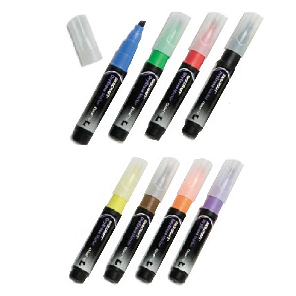 DRY ERASE MADRKERS, CHISEL TIP - ASSORTED 8/PACK