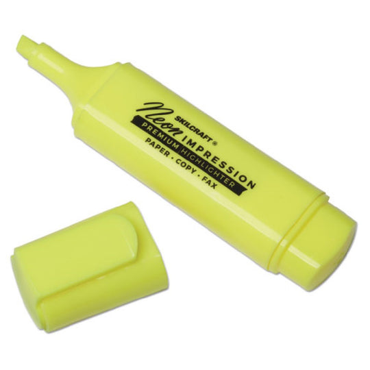 FLAT FLUORESCENT, CHISEL TIP, HIGHLIGHTER, YELLOW PK