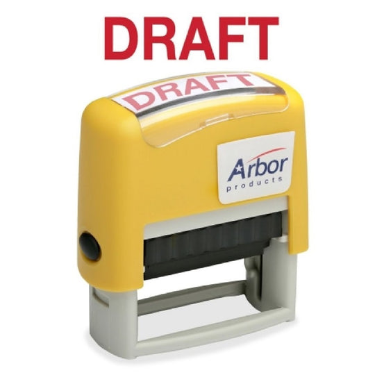 PRE-INKED MESSAGE STAMP "DRAFT" IMPRESSIONS - RED INK