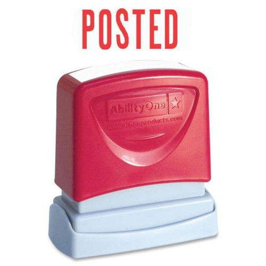 PRE-INKED MESSAGE STAMP "POSTED" IMPRESSION, RED INK