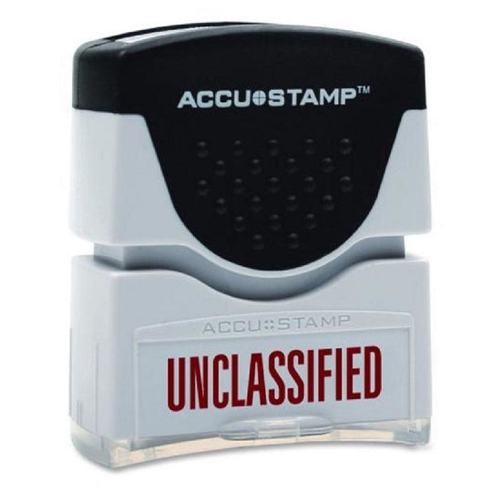 PRE-INKED MESSAGE STAMP "UNCLASSIFIED" IMPRESSION - RED INK