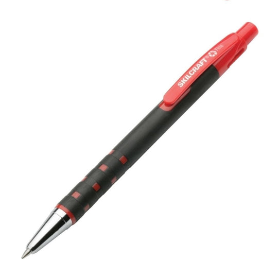 RUBBERIZED RETRACTABLE BALLPOINT PEN, RED INK BX