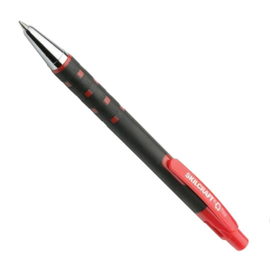 RUBBERIZED RETRACTABLE BALLPOINT PEN, RED INK BX