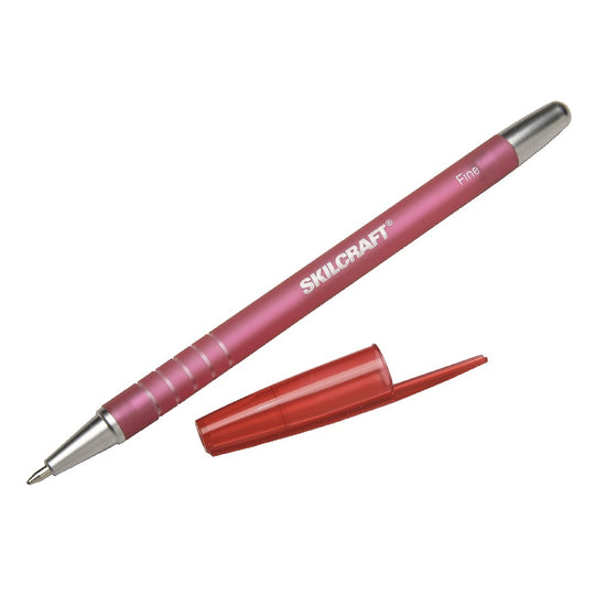 RUBBERIZED REFILLABLE BALLPOINT PEN, FINE POINT, RED, 12) PEN PER PACK, 12 PACKS/CASE