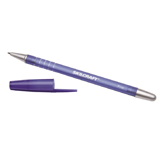 RUBBERIZED/ REFILLABLE FINE POINT, BALLPOINT PEN, BLUE - 12 PENS/PACK, 12 PACKS/CASE