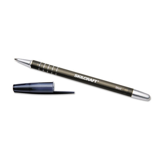 RUBBERIZED/REFILLABLE STICK BALLPOINT PEN, BLACK INK PK