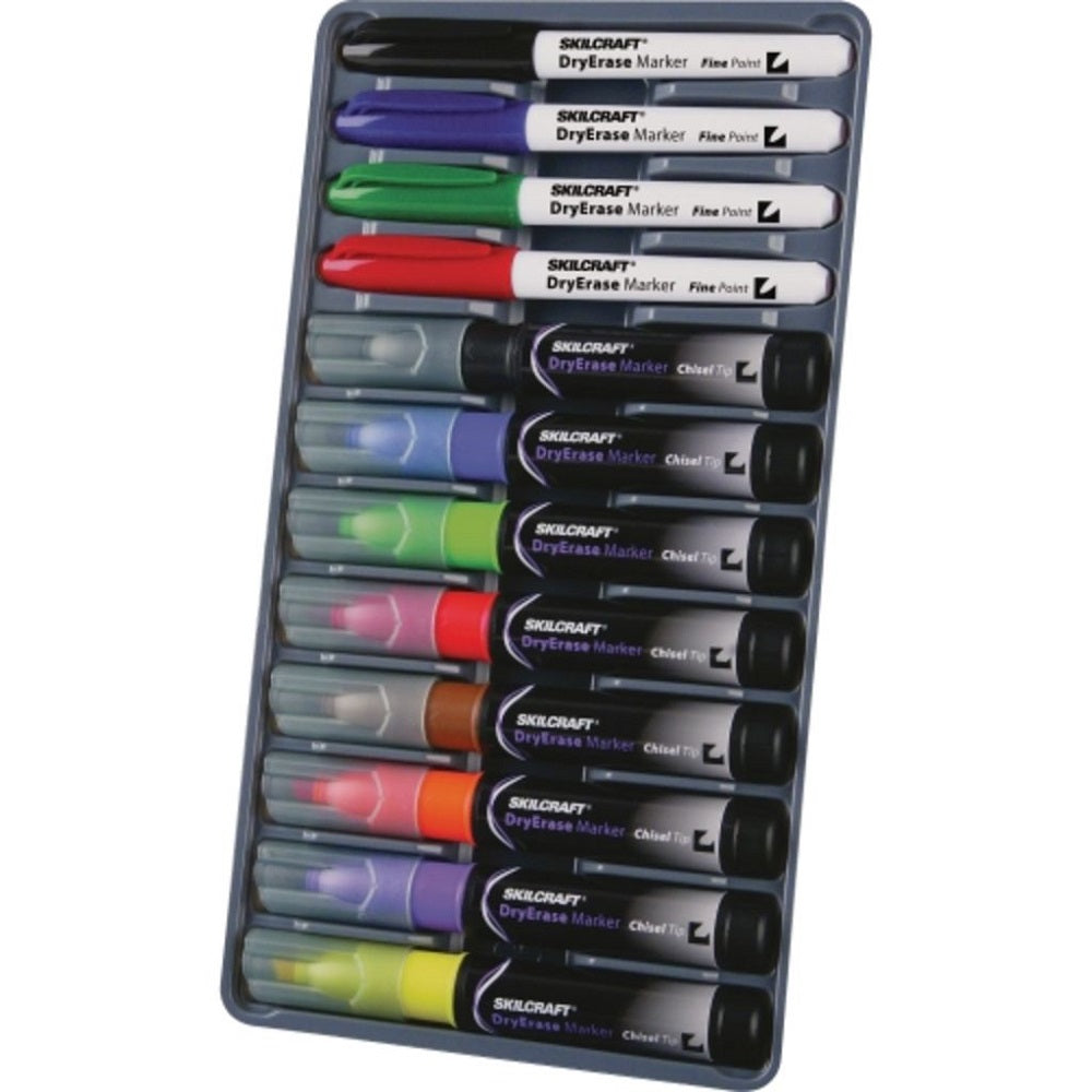 DRY ERASE MARKER SYSTEM, CHISEL, FINE TIP, ASSORTED KT