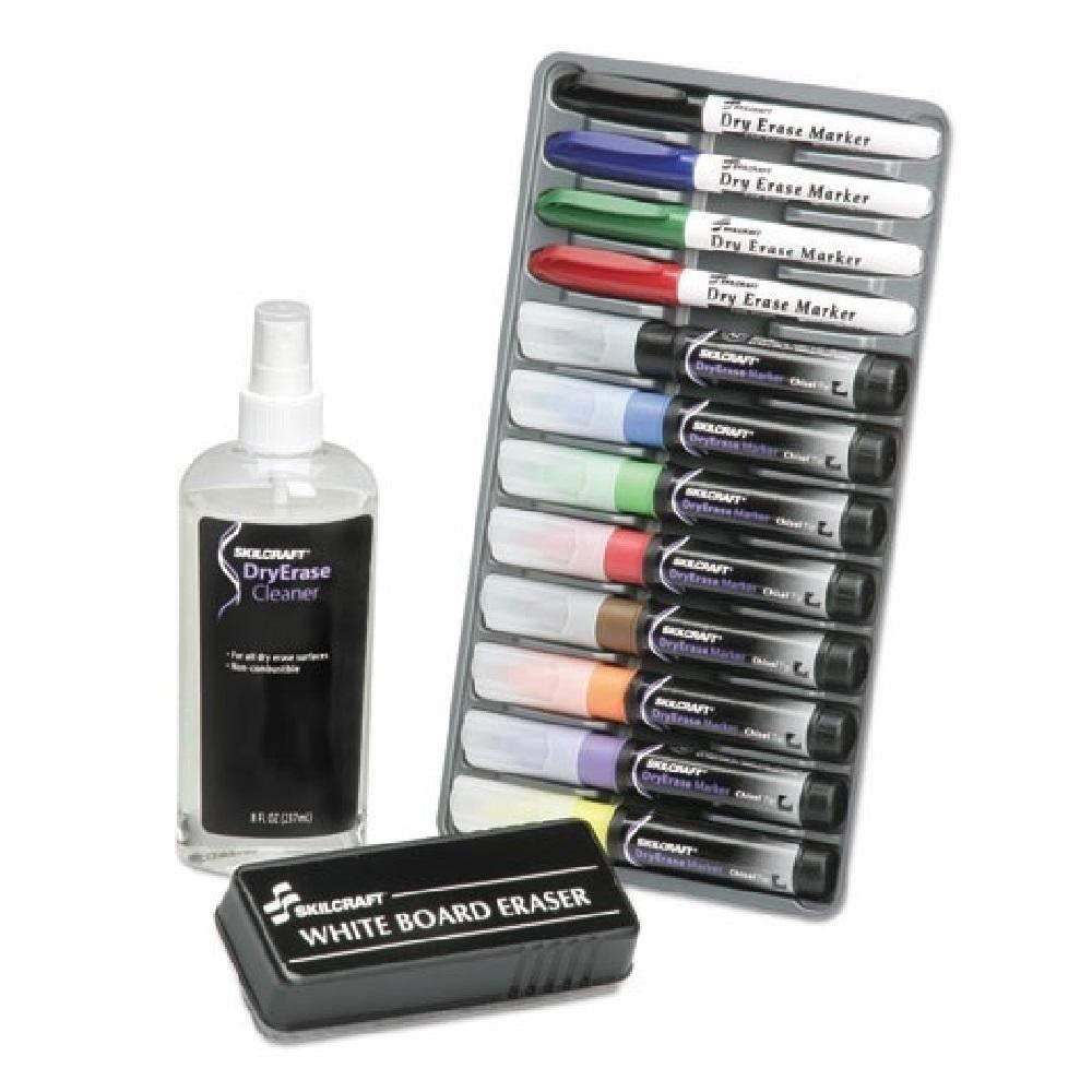 DRY ERASE MARKER SYSTEM, CHISEL, FINE TIP, ASSORTED KT