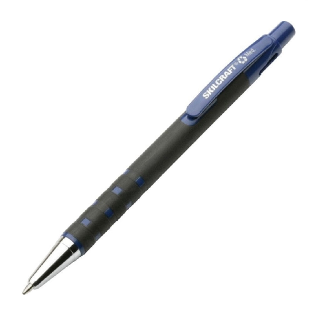 RUBBERIZED RETRACTABLE MEDIUM POINT BALLPOINT PEN, BLUE INK - 12 PENS/PK, 12 PKS/CS