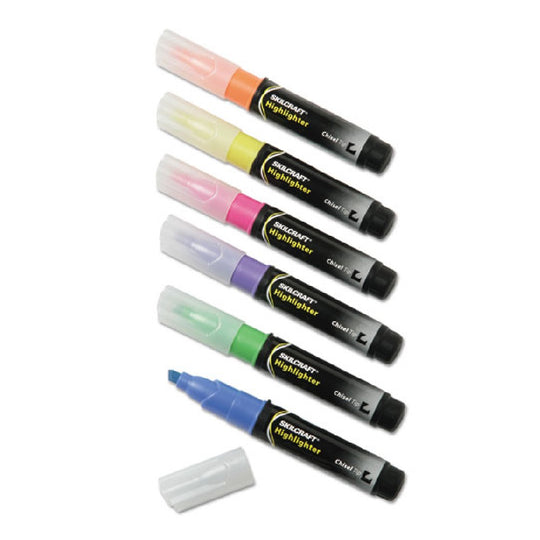 JUMBO SIZE, FLUORESCENT HIGHLIGHTER, CHISEL TIP MARKER - ORANGE INK, 6/SET