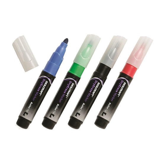 DRY ERASE BULLET TIP MARKER, TUBE TYPE, 4 COLOR/ST