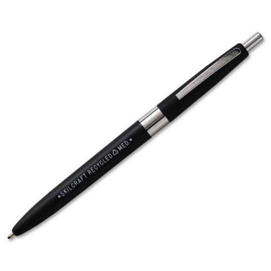 RECYCLED BALLPOINT RETRACTABLE PEN, FINE, BLACK INK PK