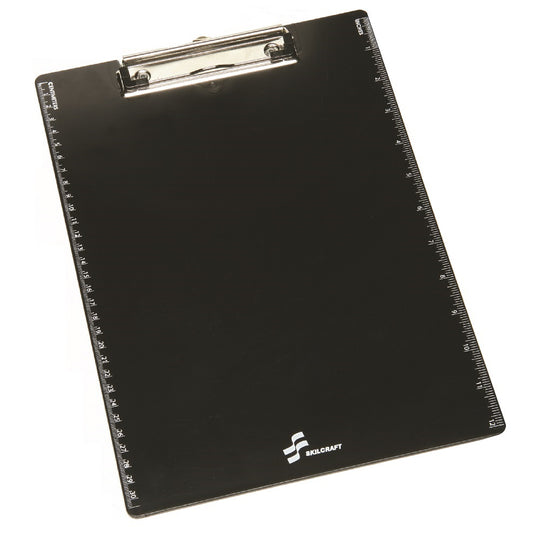 RECYCLED PLASTIC CLIPBOARD W/SCREEN PRINTED RULER, BLACK/WHITE - EA