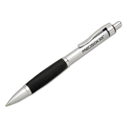 RETRACTABLE BALLPOINT PEN, FINE, SILVER BARREL, BLACK PK