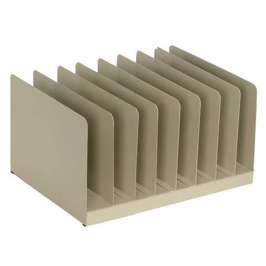 VERTICAL STEEL DESK FILE ORGANIZER, 8 SECTIONS, LETTER SIZE FILES - BEIGE