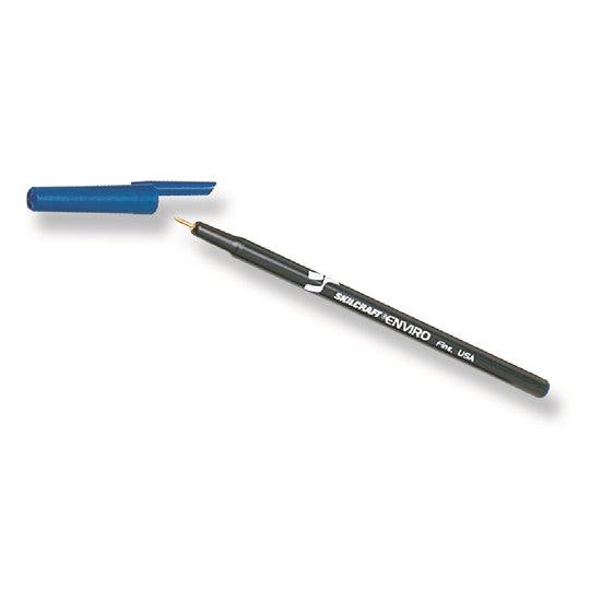 STICK TYPE BALLPOINT PEN, FINE POINT, RECYCLED, BLUE INK PK