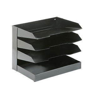 HORIZONTAL LETTER SIZE DESK FILE, 4 SHELF - BLACK