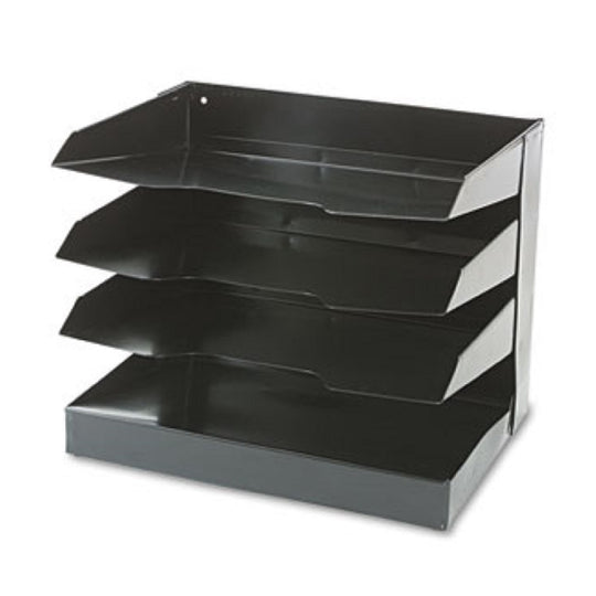 HORIZONTAL LETTER SIZE DESK FILE, 4 SHELF - BLACK