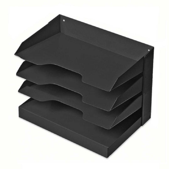 HORIZONTAL LETTER SIZE DESK FILE, 4 SHELF - BLACK