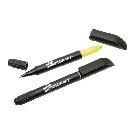 RITE-N-LITE BALLPOINT PEN & HIGHLIGHTER, CHISEL TIP, FLUORESCENT YELLOW PK