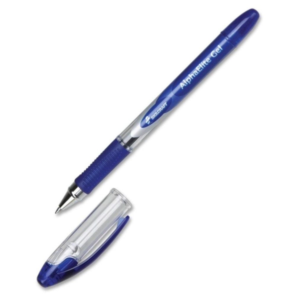 ALPHAELITE STICK GEL PEN, CLEAR BARREL, BLUE INK DZ