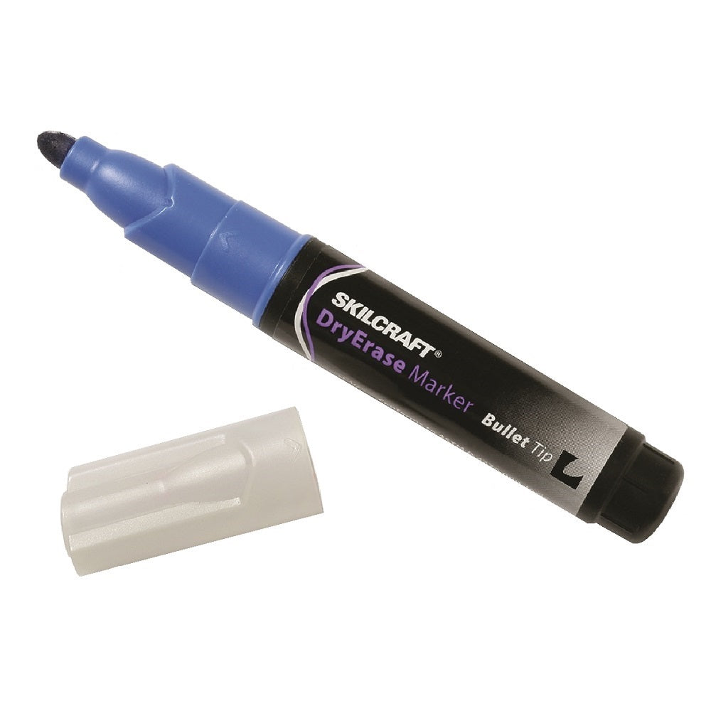 DRY ERASE BULLET TIP MARKER, TUBE TYPE, BLUE BX