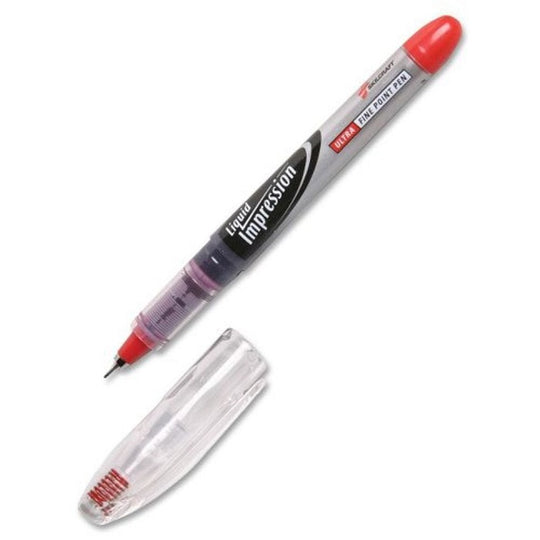 LIQUID IMPRESSIONS PENS, ULTRA FINE POINT, TRANSLUCENT BARREL - RED