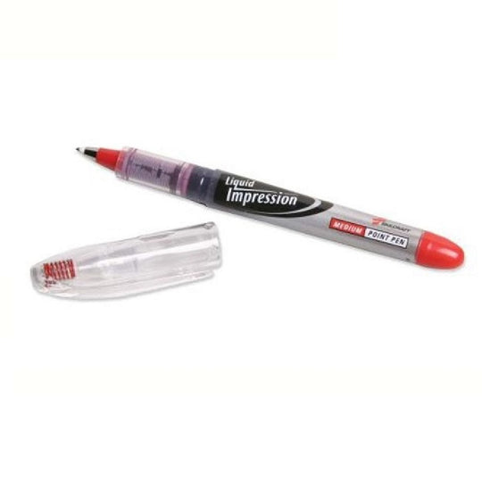 LIQUID IMPRESSIONS PENS, MEDIUM POINT, TRANSLUCENT BARREL, RED INK