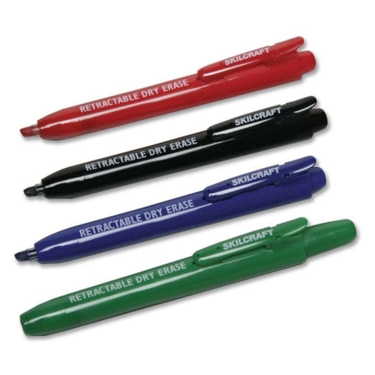 RETRACTABLE CHISEL TIP DRY ERASE MARKER, ASSORTED, 1-SET