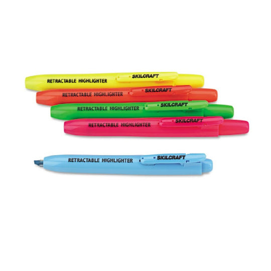 RETRACTABLE HIGHLIGHTER, CHISEL TIP, ASSORTED 10-COLOR SET