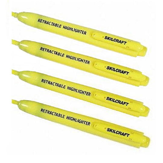 RETRACTABLE HIGHLIGHTER, CHISEL POINT, YELLOW INK