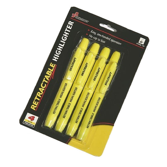 RETRACTABLE HIGHLIGHTER, CHISEL POINT, YELLOW INK