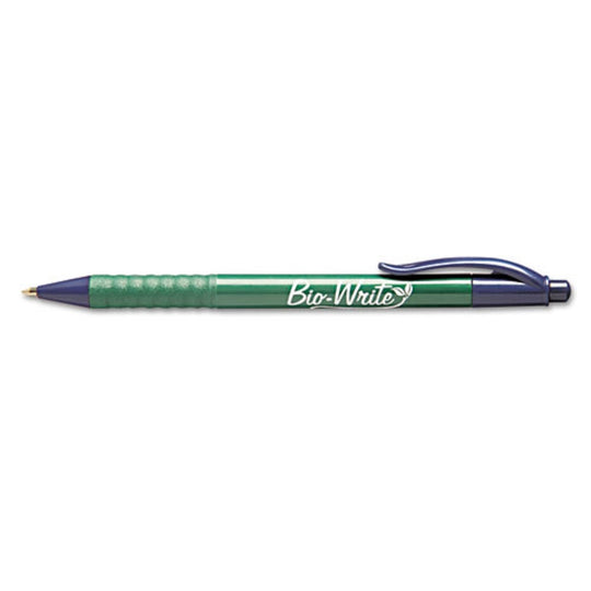 BIO-WRITE RETRACTABLE PENS, MEDIUM POINT, BLUE INK PK