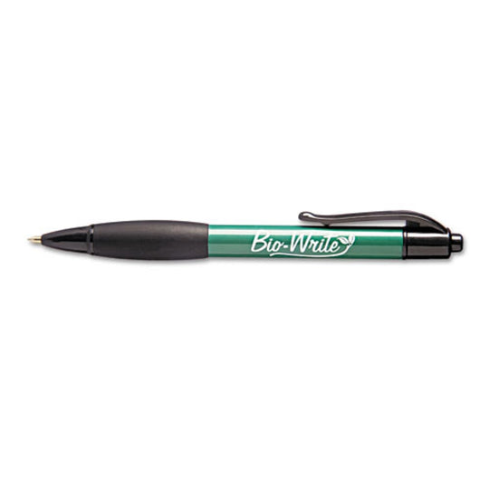 BIO-WRITE RETRACTABLE PEN W/RUBBER GRIP, MEDIUM POINT, BLACK PK