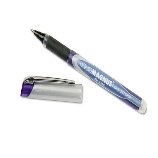 LIQUID MAGNUS STICK ROLLER BALL PEN, FINE POINT, BLUE INK - 4/PACK