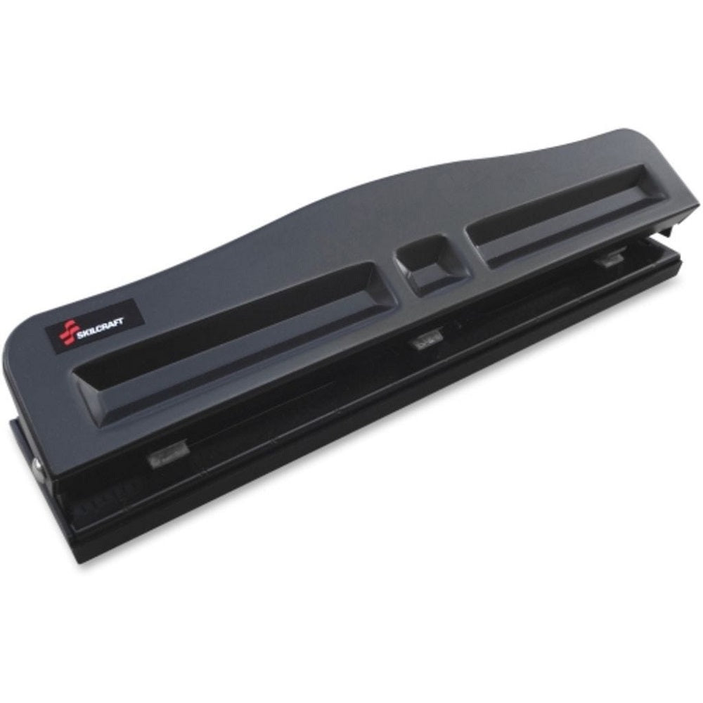 LIGHT DUTY 3 HOLE PAPER PUNCH, ADJUSTABLE, BLACK  EA