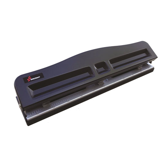 LIGHT DUTY 3-HOLE PAPER PUNCH, 10 SHEET, BLACK BASE/METALLIC HANDLE - 12/CS