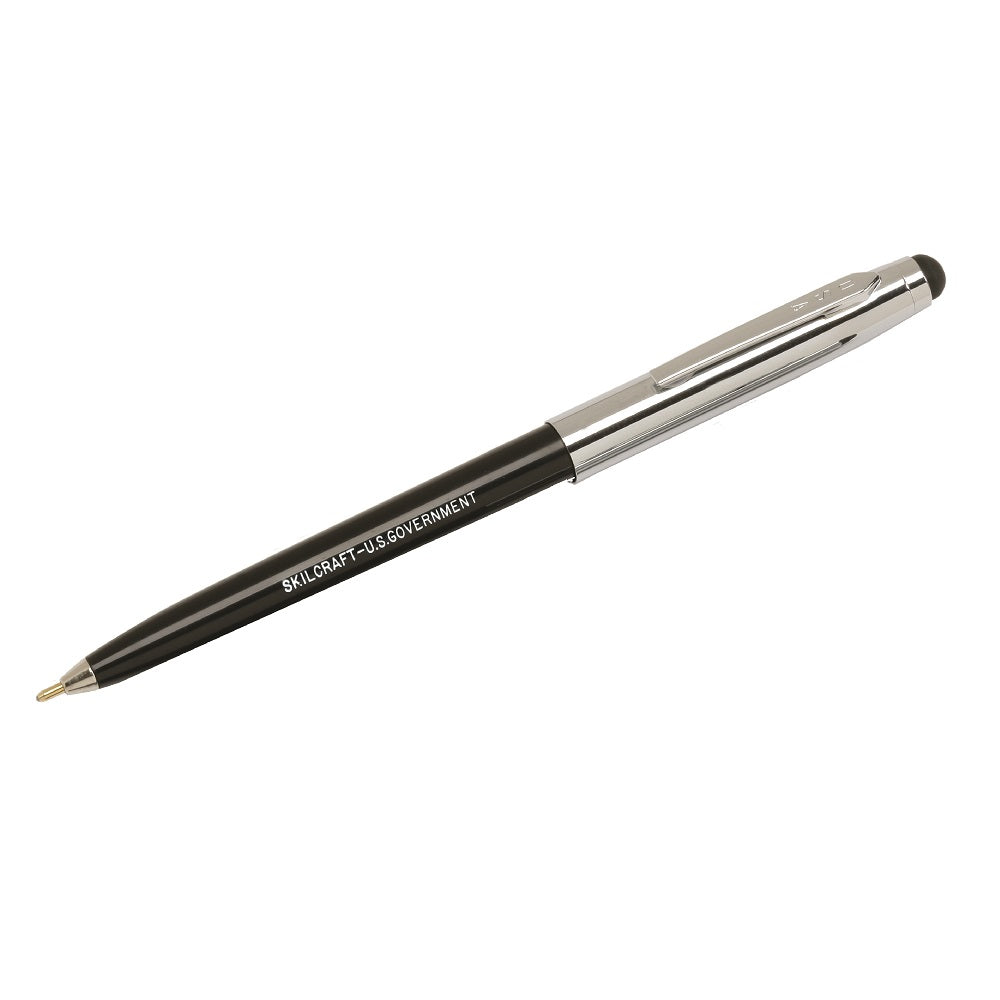 COMBO RETRACTABLE BALLPOINT PEN/STYLUS, 1MM, BLACK/SILVER BARREL, BLACK INK