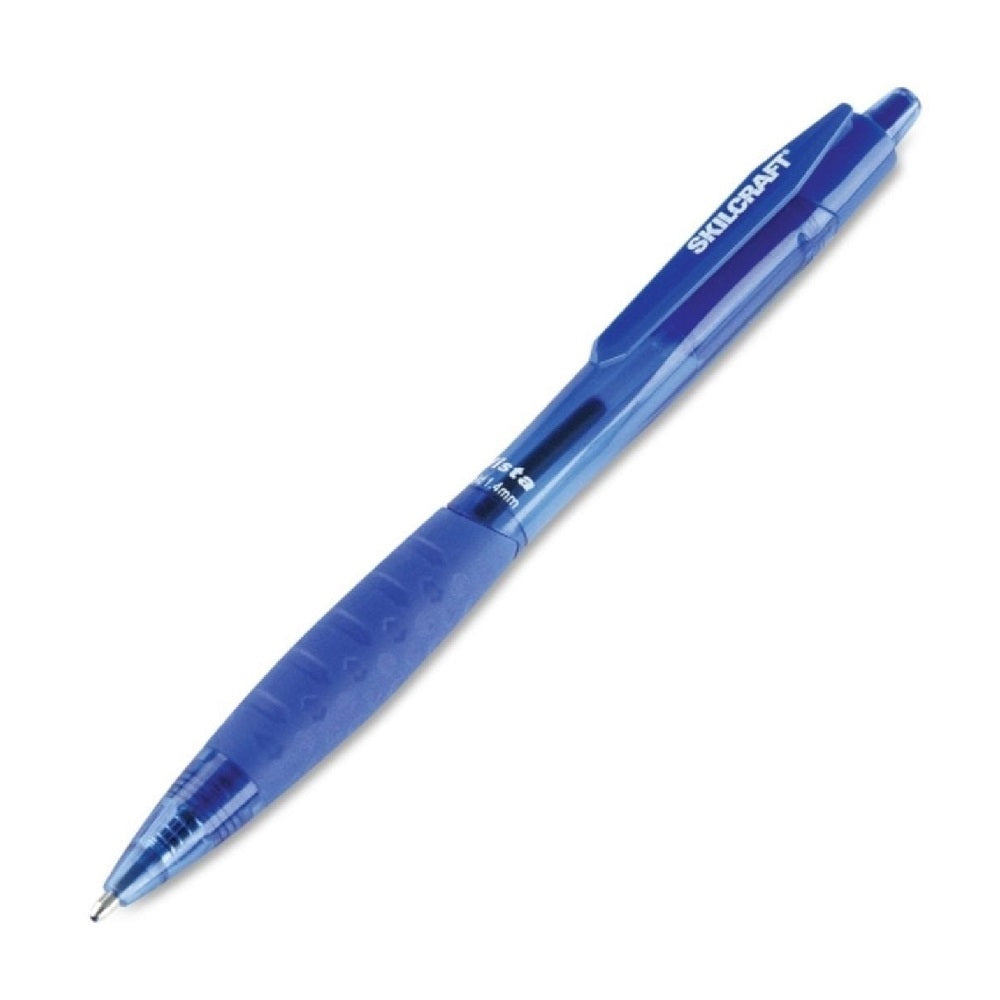 VIST RETRACTABLE BALLPOINT PEN, TRANSLUCENT BLUE BARREL, BLUE INK BX