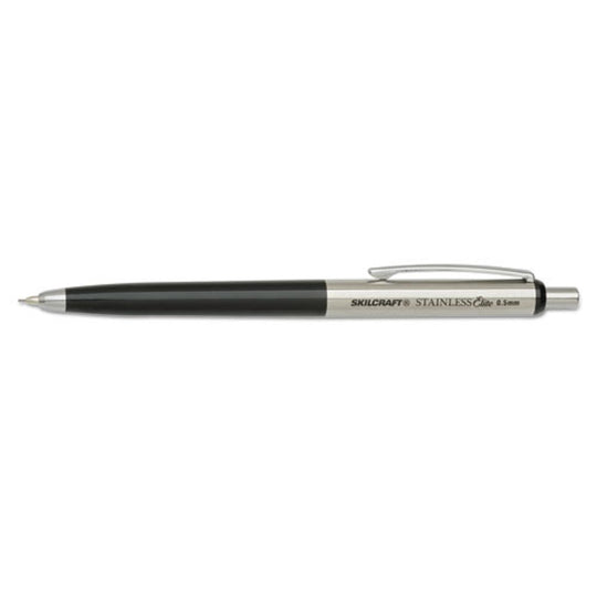 STAINLESS STEEL ENCIL MECHANICAL PENCIL, BLACK LEAD, BLACK BARREL PK