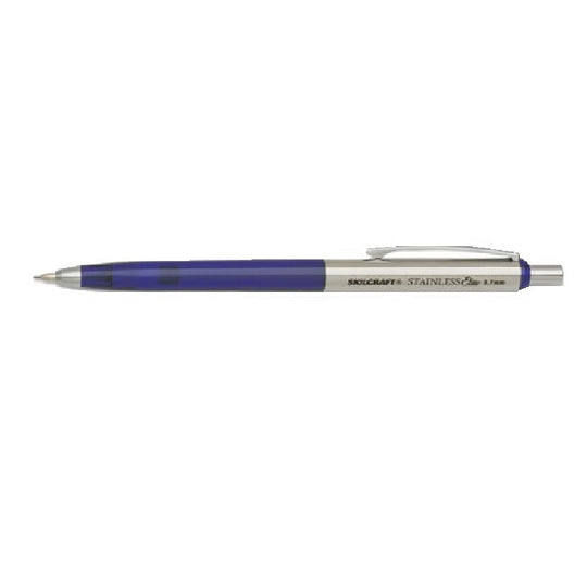 STAINLESS ELITE MECHANICAL PENCIL, 0.7 MM, BLUE/SILVER BARREL - BLACK INK