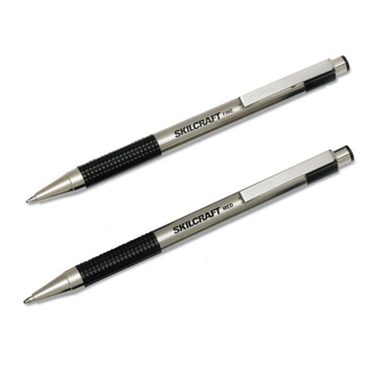 7520016661049 ZEBRA RETRACTABLE BALLPOINT PEN, MEDIUM POINT, STAINLESS STEEL BARREL BX