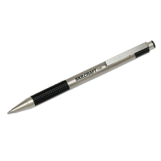 7520016661050 RETRACTABLE BALLPOINT PEN, STEEL BARREL, FINE POINT, BLACK INK BX