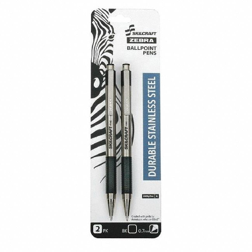 7520016661050 RETRACTABLE BALLPOINT PEN, STEEL BARREL, FINE POINT, BLACK INK  PK