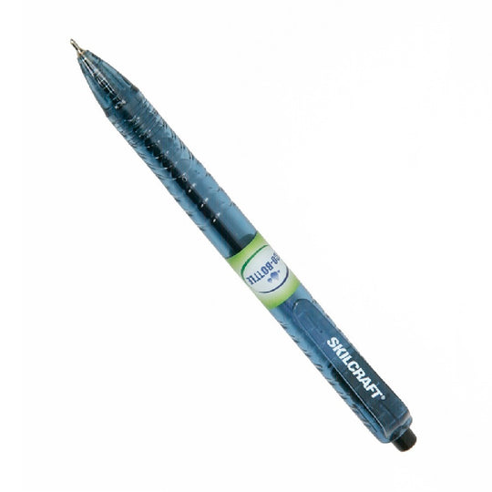 RECYCLED WATER BOTTLE, RETRACTABLE BALLPOINT PEN, MEDIUM POINT, BLACK - 12 PENS/PK, 12 PKS/CS