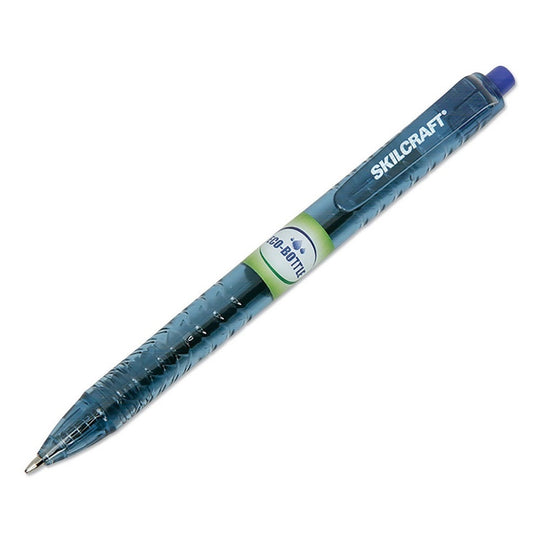 ECO-BOTTLE RETRACTABLE BALLPOINT PEN, MEDIUM POINT, BLUE INK - 12/PK, 12 PKS/CS